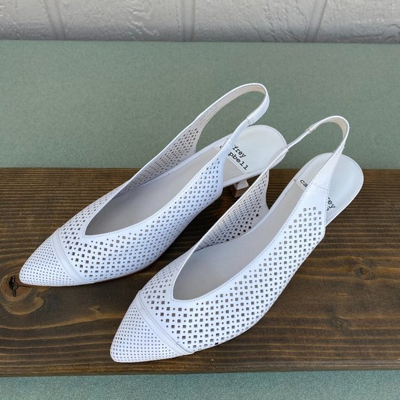 Jeffrey Campbell "Bianca" White Slingback Sculptural Heel Sz 9.5 - Picture 1 of 6